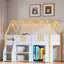 Lit mezzanine bas avec tablettes, armoires et lumières à DEL-1666115212