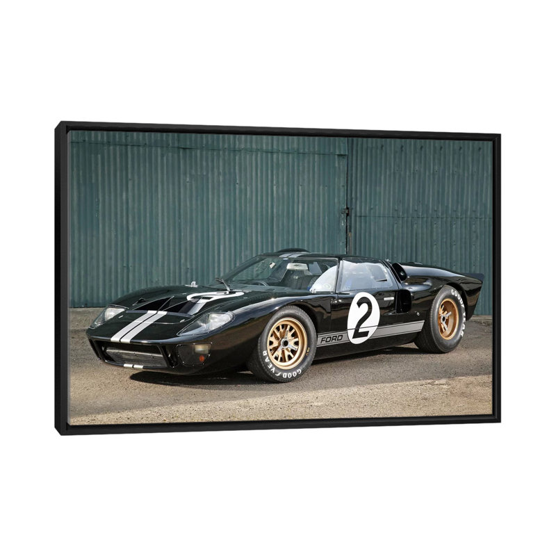 «Cars and Motorcycles» de Lyall - reproduction sur toile tendue, H 18 po x l 26 po x P 1,5 po, Toile encadrée noire