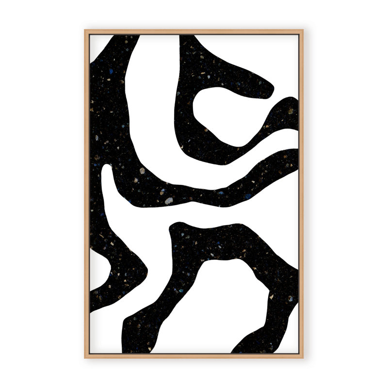 Abstract Black Gems by  - Picture Frame Painting on Paper, 36" H x 24" W x 1.125" D, Framed Matted Print, Beige