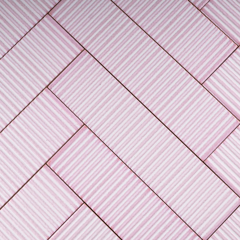 Carrelage mural métro en céramique polie Supreme Tile Soldeu 2,95 po x 11,81 po, Rose