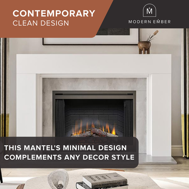 Sabine Contemporary Wood Fireplace Mantel Surround Kit Includes Wooden Mantel Surround And Shelf, 72" L, White
