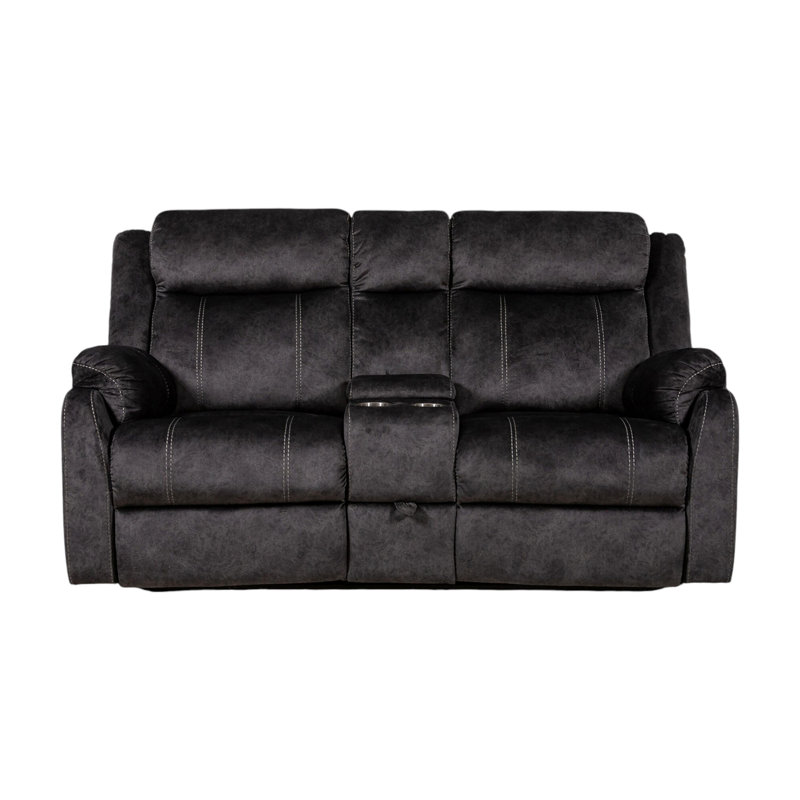 Causeuse inclinable manuelle en microfibre 70 po avec rangement 70 po