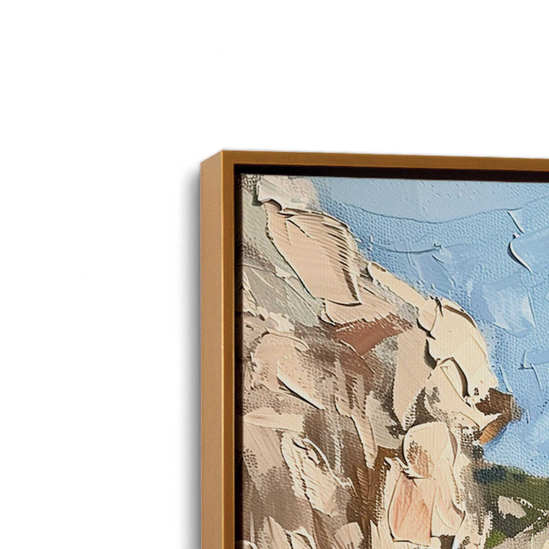 «Serene Vista on Canvas» par Azure Artisanal Studio, reproduction, Cadre flottant or poli, H 14 po x l 10 po x P 1,75 po