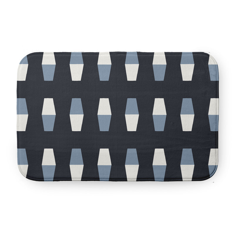 Tapis de bain quilles, L 17 po x L 24 po, Bleu