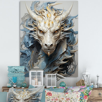 «Epic Blue and Gray Dragon Odyssey III», reproduction sur toile