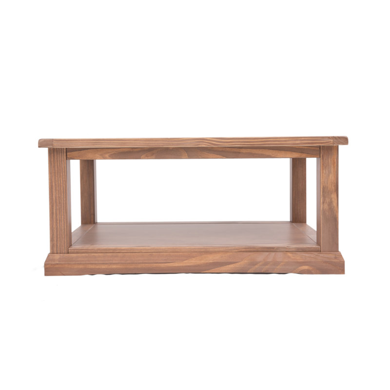 Harrell Frame Coffee Table with Storage, Lacquered Pine