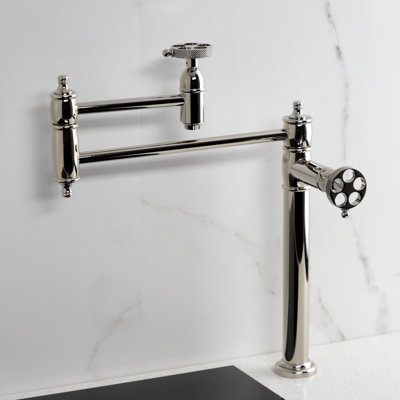 Kingston Brass Webb Two-Handle 1-Hole Deck Mount Pot Filler Faucet with Knurled Handle