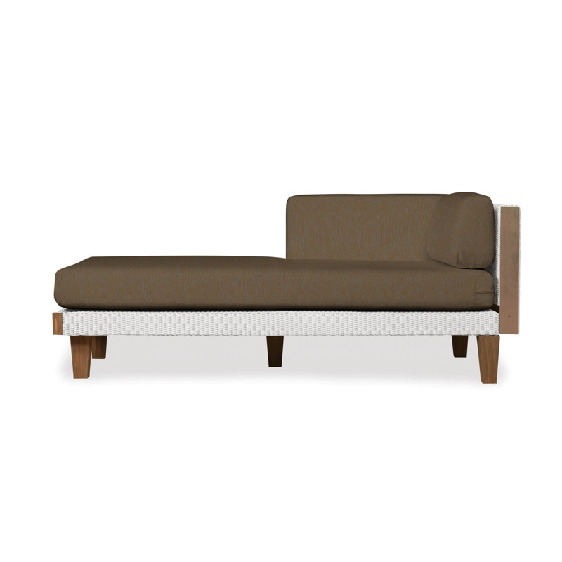 Catalina Outdoor Teak Chaise Lounge, White, Beach Navy