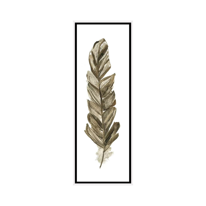 «Soft Feather III» par Sally Swatland - reproduction de dessin panoramique, H 36 po x l 12 po x P 1,5 po, Cadre blanc