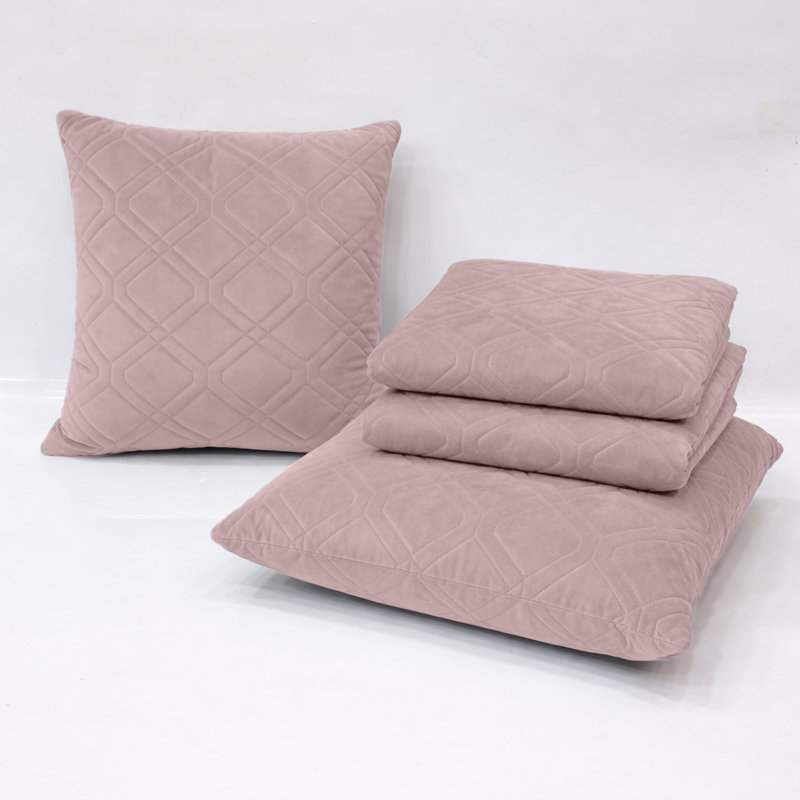 Luxury Diamon Velvet Cushion Covers Set Of 4 Soft Cushion Cases Sofa, Throw , Pink