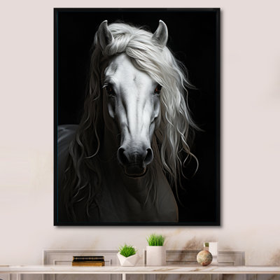 Grey Horse Majestic Monochrome - Horse Framed Prints