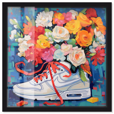 Art mural fantaisiste Sneaker avec fleurs