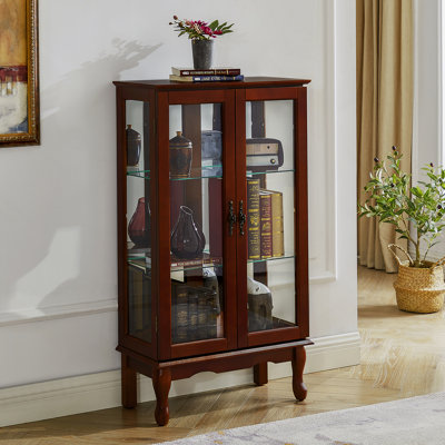Vitrine lumineuse avec tablettes réglables et panneau arrière en miroir pour mettre en valeur les objets de collection chéris