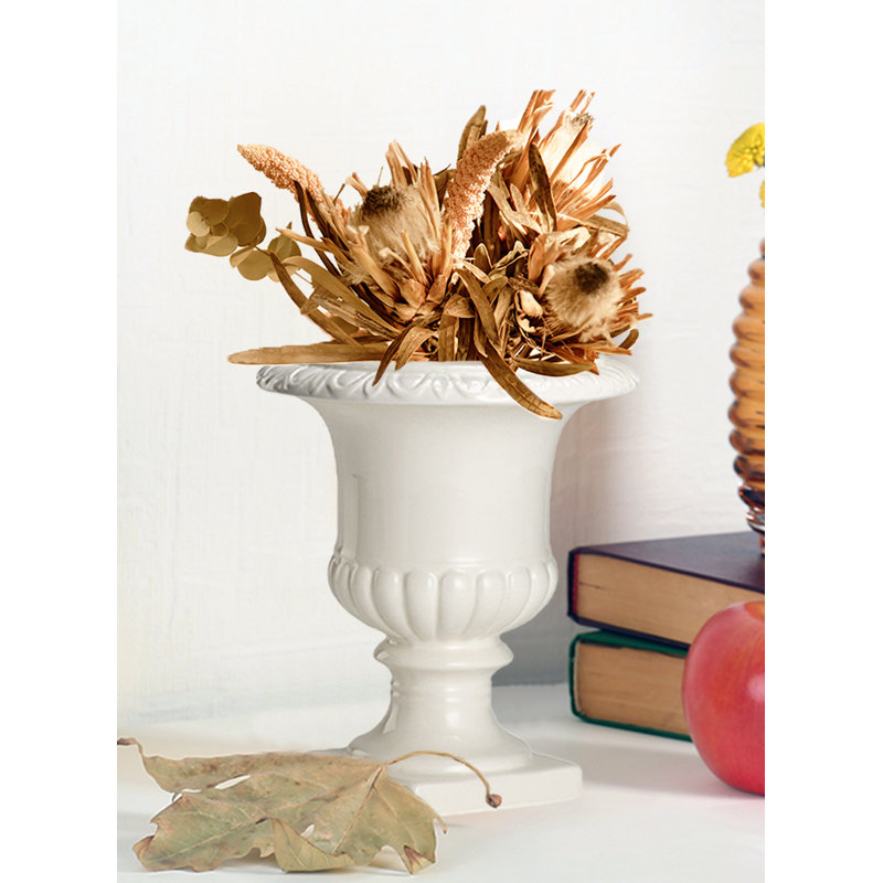 Vase blanc Roshaus Park pour fleurs, urne blanche en céramique 8,5 po