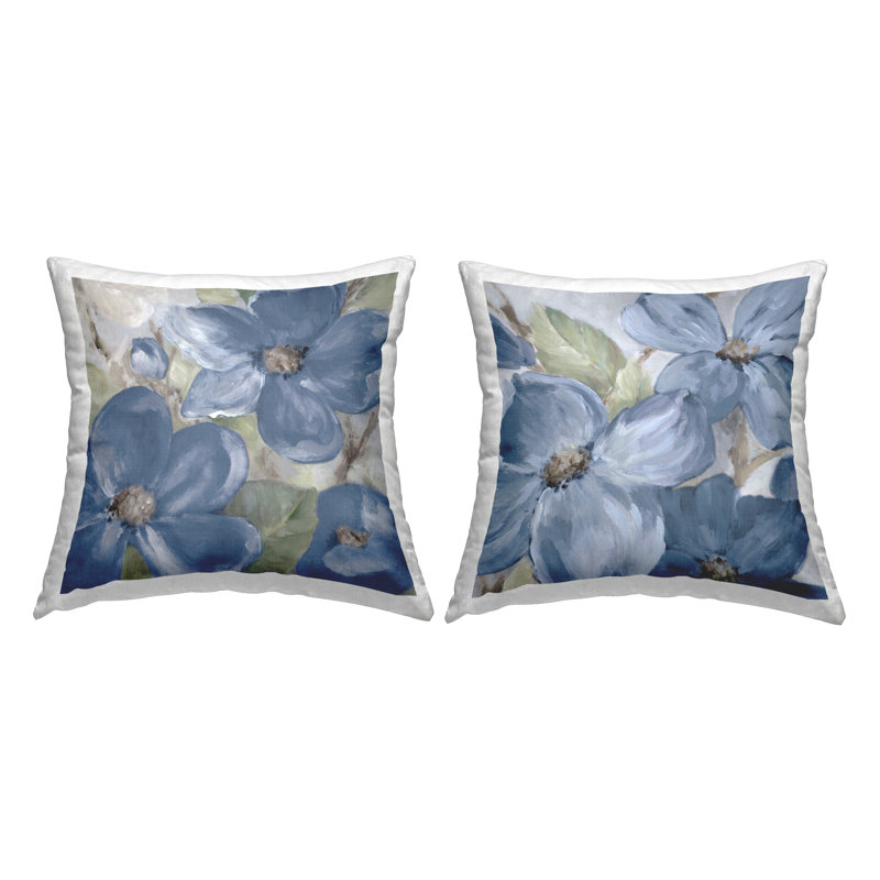 Ensemble de coussins décoratifs 2 pièces Traditional Blue Flowers par Lanie Loreth