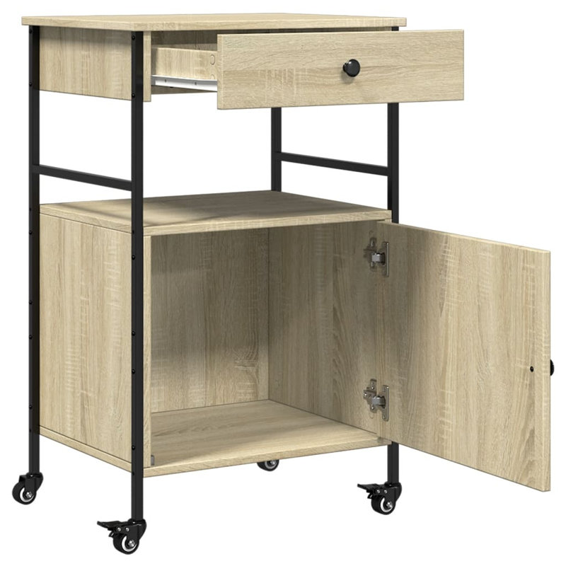 Nevis Metal Bar Cart, Sonoma Oak
