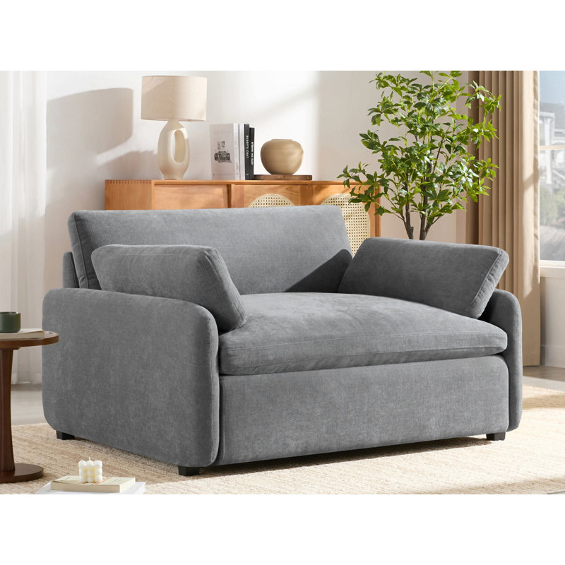 Fauteuil surdimensionné simple en chenille, fauteuil d'appoint large et profond, fauteuil rembourré moderne et confortable, canapé-lit avec coussins