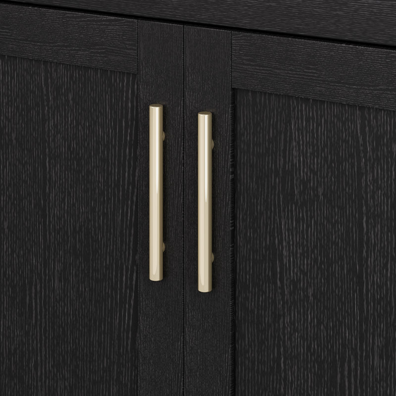 Meuble-lavabo autoportant simple de 24 po avec lavabo en céramique Lumina, noir, contreplaqué de bois franc, portes à fermeture en douceur et rangement réglable intérieur
