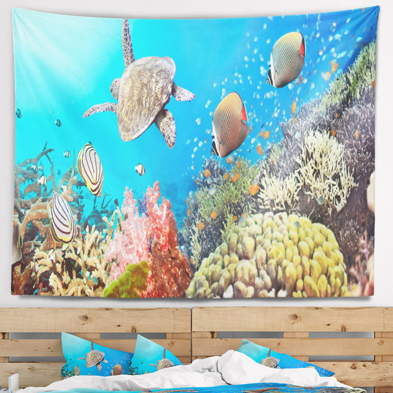 Photographie tapisserie panoramique sous-marine, H 32 po x l 39 po