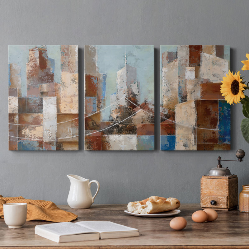 Paysage urbain - Toile tendue avec châssis de qualité supérieure - Prêt à être accroché, H 12 po x l 24 po x P 1 po