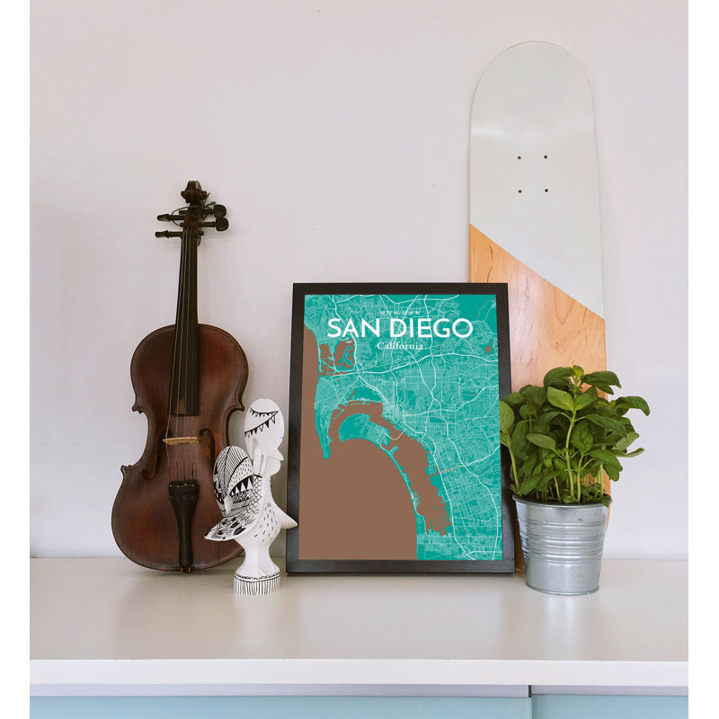 San Diego City Map 1 Piece Wall Art, 43.2cm H x 27.9cm W x 0.13cm D