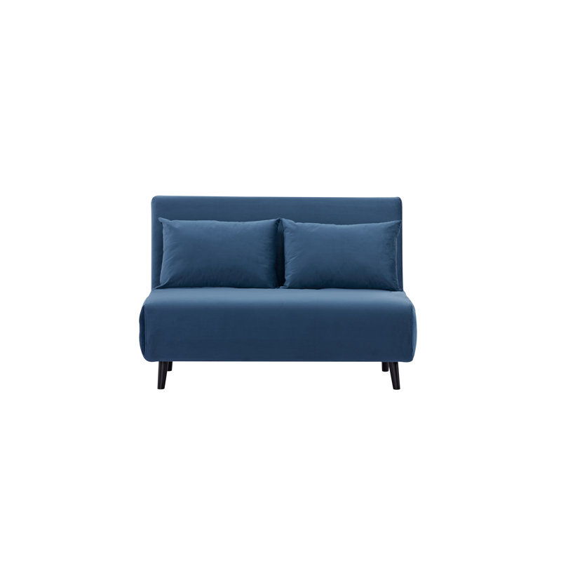 Aljoharah Queen 121cm Velvet Futon And Mattress, Blue