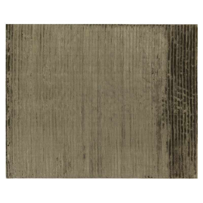 High Low Striped Area Rug in Khaki, Rectangle 12' x 15'