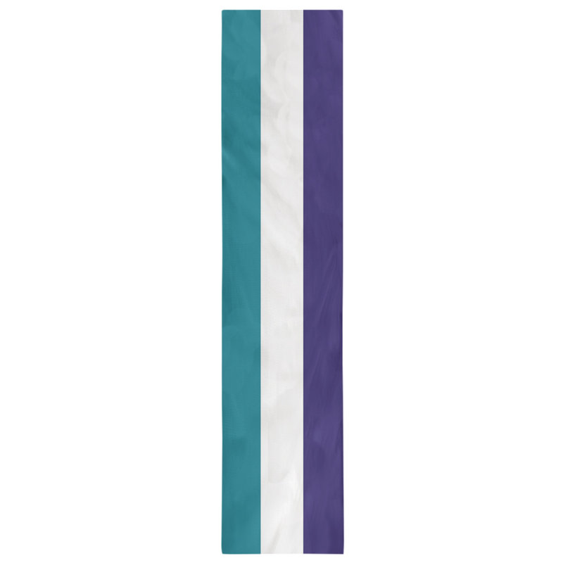 Chemin de table de basketball, L 90 po x l 16 po, Charlotte bleu sarcelle / blanc / mauve foncé, Croisé en coton
