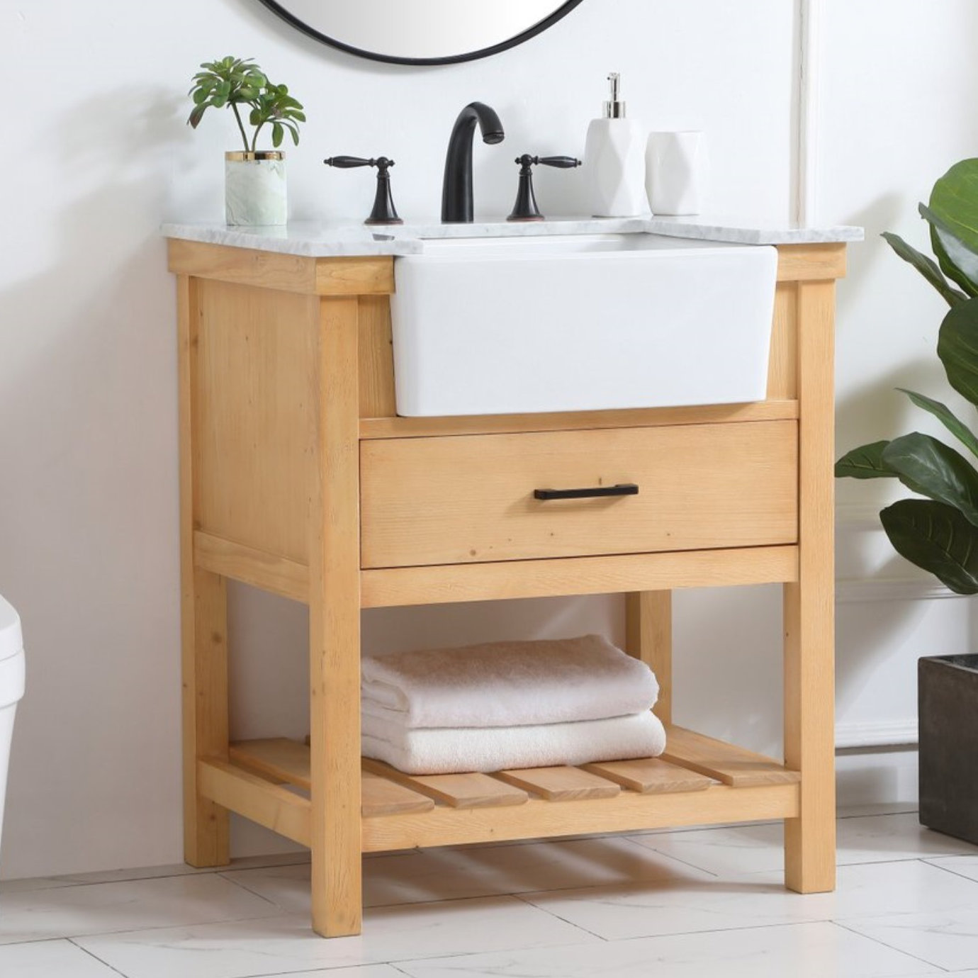 Pelaghia 30'' Single Bathroom Vanity, Natural Wood