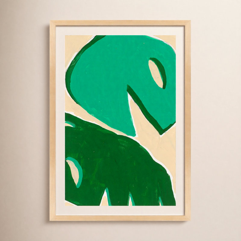 Fronds Print by Andrea Stokes, Maple Framed, 38" H x 26.5" W x 1.25" D