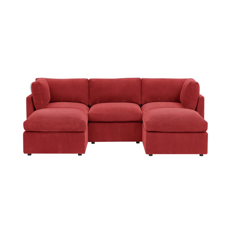 Canapé modulaire Foxbridge, Velours côtelé rouge