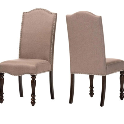 2 chaises d'appoint Bruening Transitional Beige - cerise antique, recouvert de tissu, pieds tournés pour chaise de salle à manger, 2 pièces,