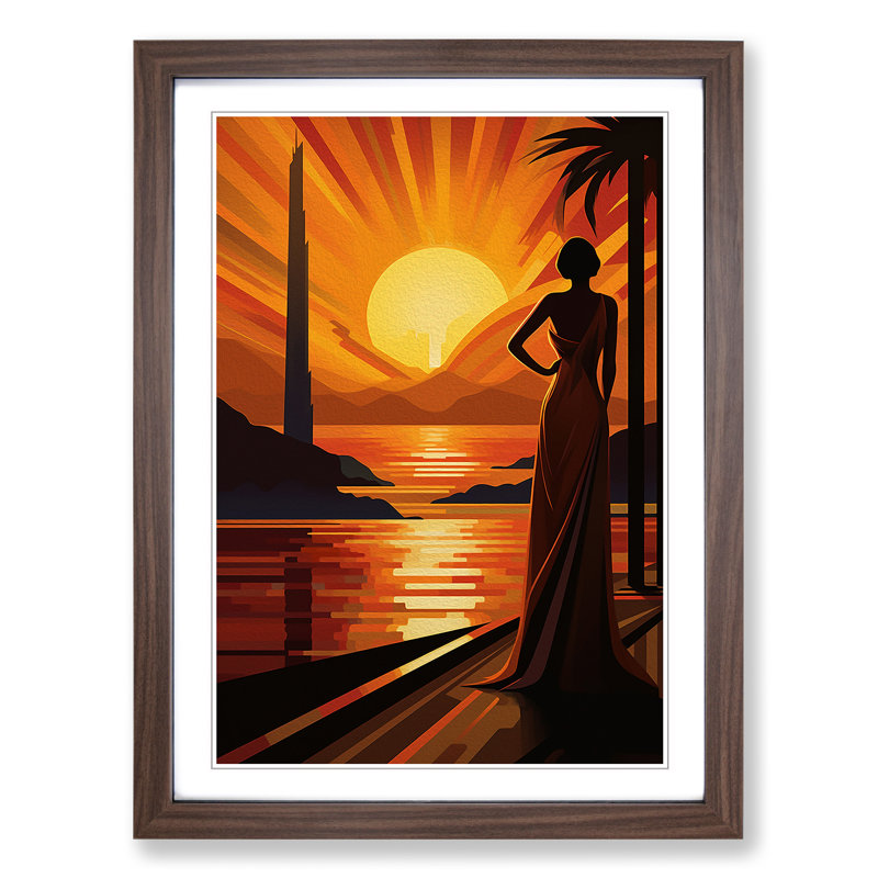 Single Picture Frame Print on Wood, Walnut Framed, 34cm H x 25cm W