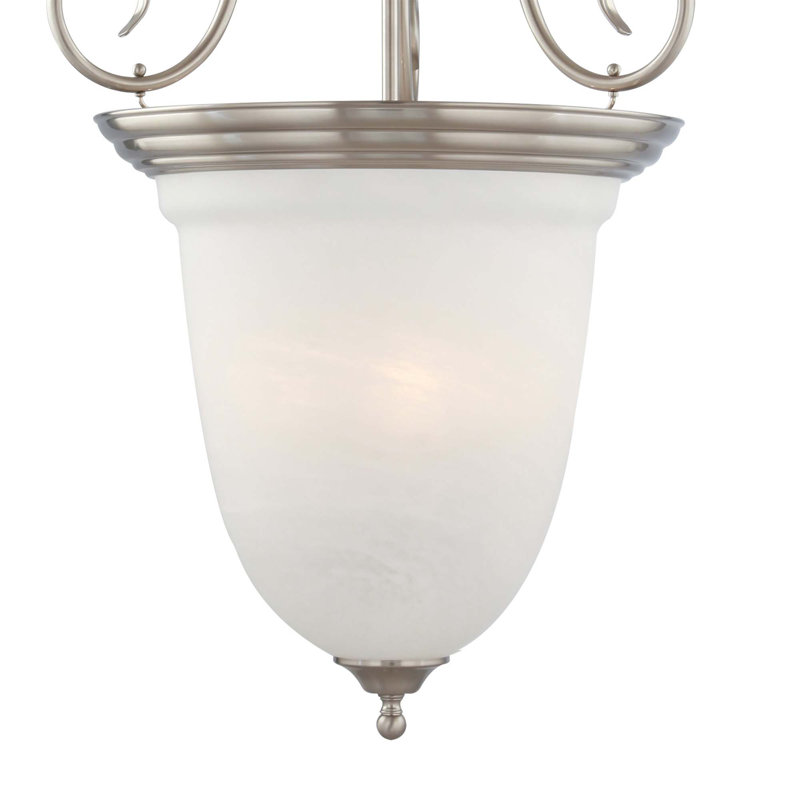 Luminaire suspendu pour l'intérieur en nickel brossé 4 lumières Sawyer avec bol en verre albâtre, Nickel brossé