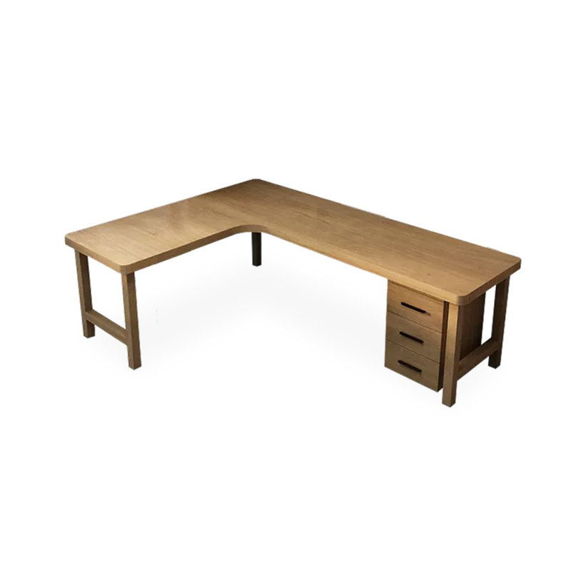 Bureaux en bois massif en L de couleur bois, Retour à gauche, H 29,53 po x l 70,87 po x P 21,65 po