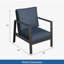 Ensemble de 2 fauteuils de patio en aluminium toutes saisons de 28 po avec coussins bleus épais et structure noire-567731656