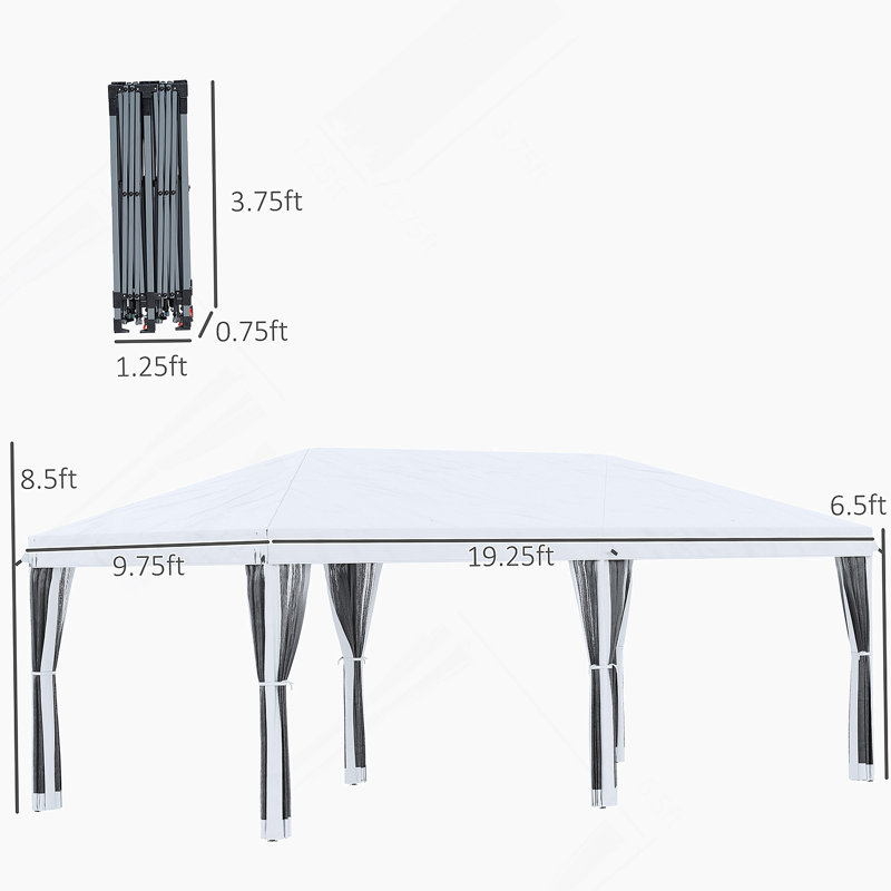 Tente avec auvent Pop Up Outsunny, Blanc