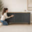 Taylors Modern 170cm Chest of Drawers Solid Mango Wood 3 Drawers 2 Mesh Doors on Wheels For Home