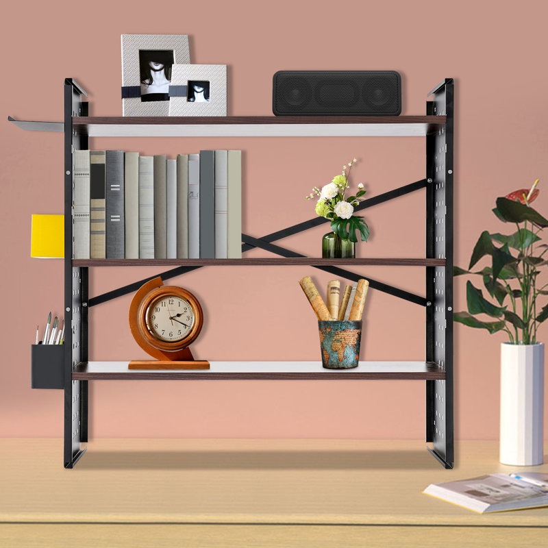 Étagère de rangement à 3 niveaux avec 2 boîtes de rangement, (3 Shelves) 23.6"H x 15.7"W x 7.9"D, Noir, noir, noir, noir