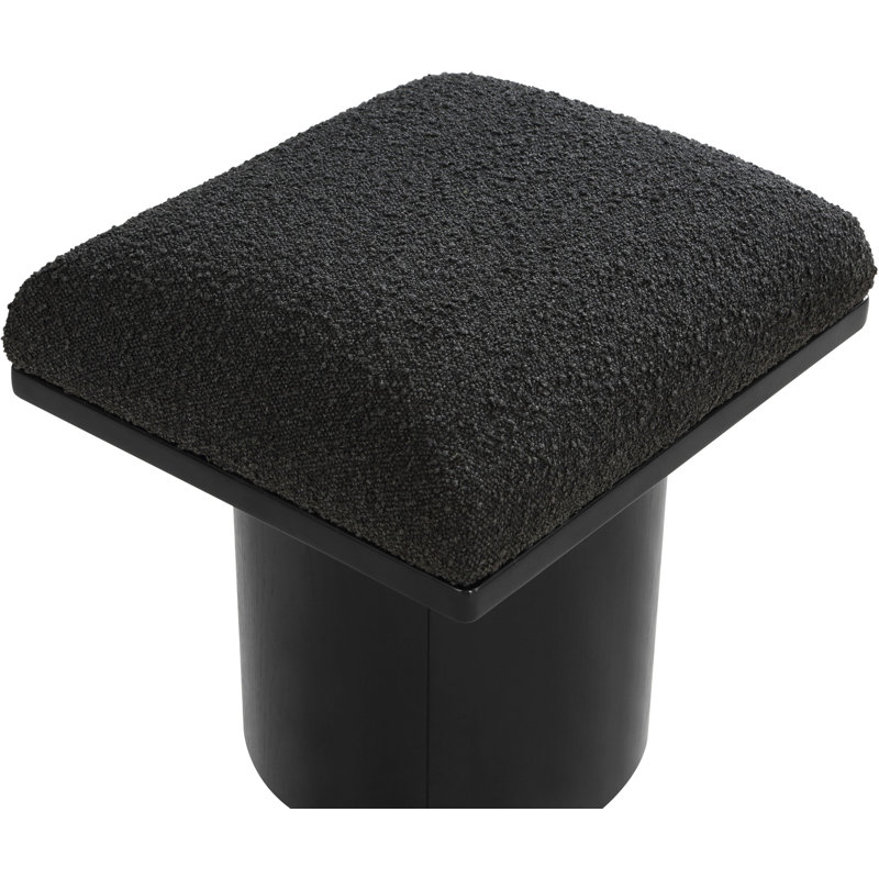 Manufactured Wood Accent Stool, Black Boucle Fabric, Black