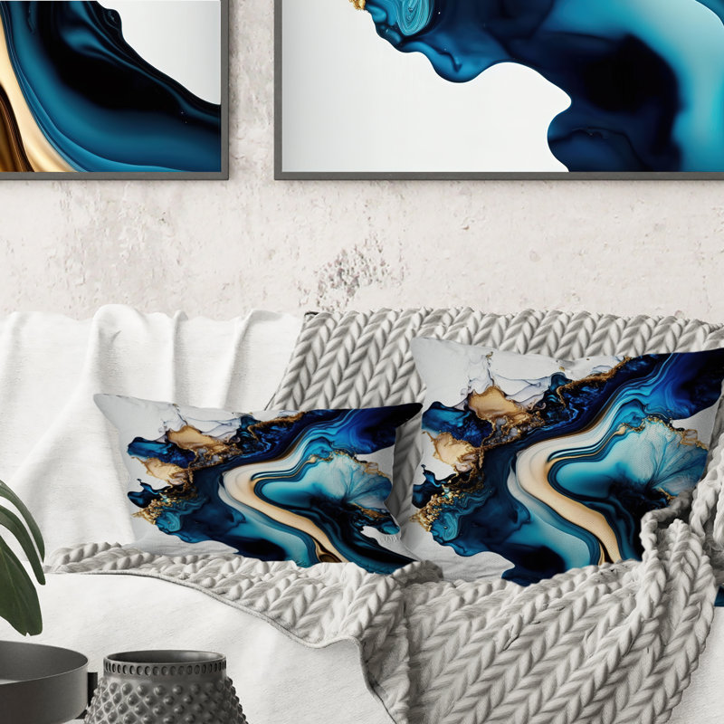 Coussin décoratif abstrait en marbre Geode Blue II - Abstract Marble