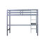 Lit mezzanine simple avec garde-corps et bureau intégré en gris, fabriqué en bois d'hévéa robuste pour une configuration de chambre à coucher