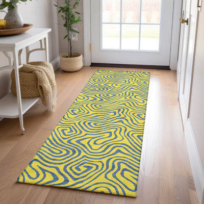 Tapis intérieur / extérieur jaune Zena 