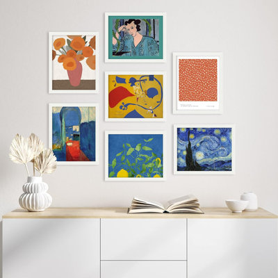 «Multicolor Colorful Flower Starry Night Van Gogh», reproduction géométrique abstraite encadrée sur papier, 7 pièces
