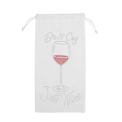 Sparkles Home “Don't Cry Just Wine” Rhinestone Wine Bag | Velvet with Dazzling Glass Rhinestones