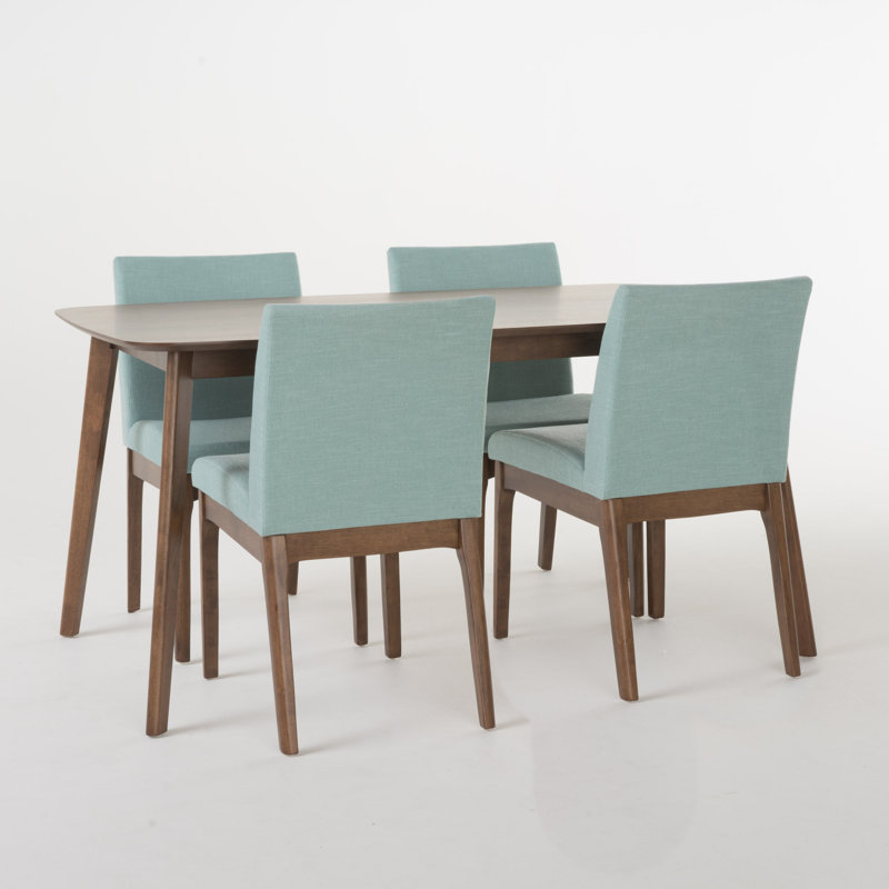 Dashone 4-Person Four-Leg Dining Set, Natural Walnut, Mint