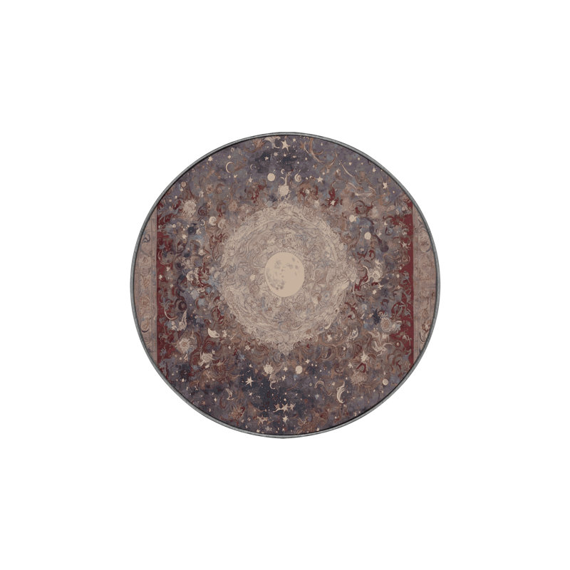 Machine Washable Gray Area Rug, Round 5'