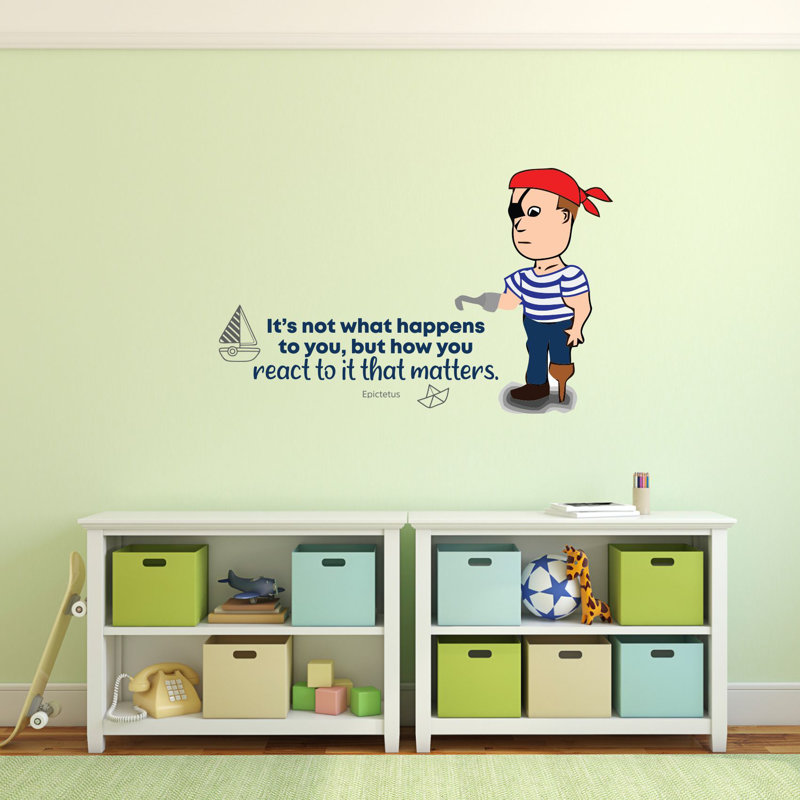 Décalcomanie murale en vinyle React to it cute pirate, H 12 po x l 20 po
