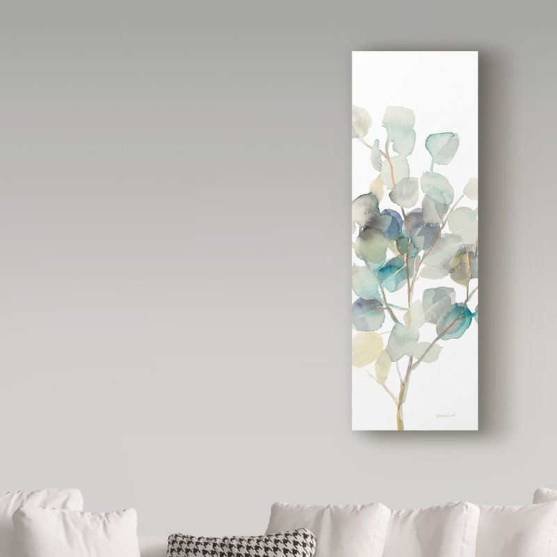 Wrapped Canvas Wall Art - Danhui Nai 'Eucalyptus III White Crop' Wall Art for Living Room, Bedroom, or Office Décor - 16x47