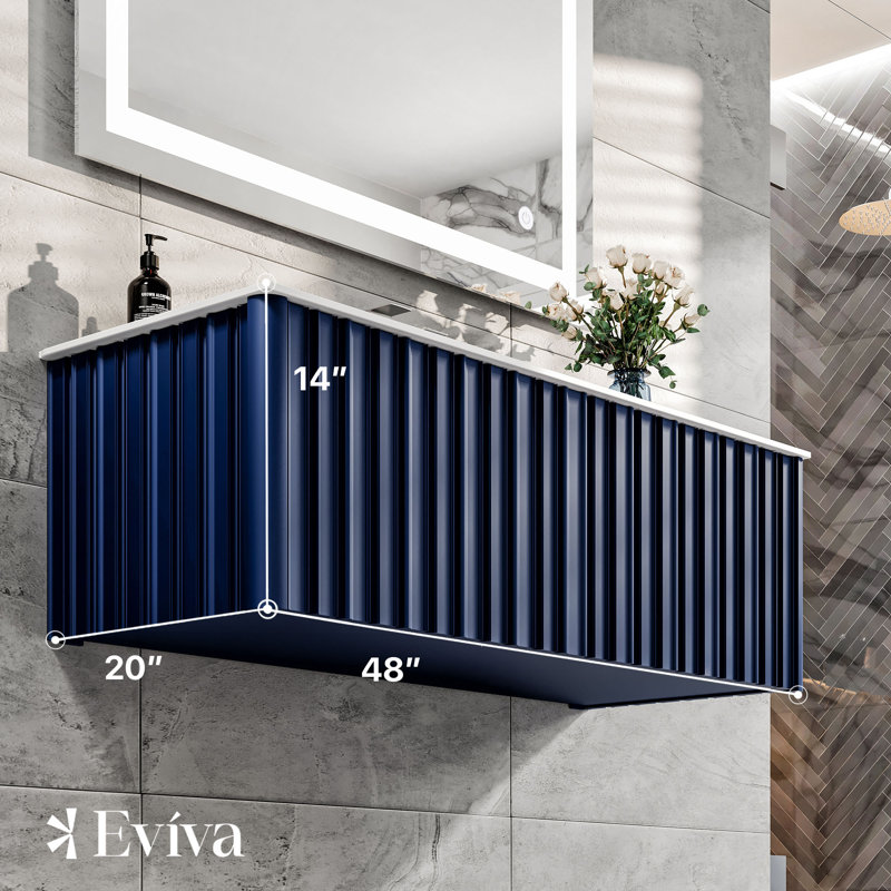 Meuble-lavabo mural avec lavabo intégré Elitist 48, Bleu